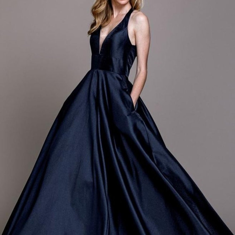 V-Neckline Sleeveless Long A-Line Prom Dress AC926